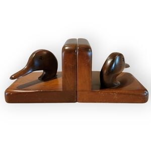 Vintage Cornwall Wood Products of Maine Duck Head‎ Bookends